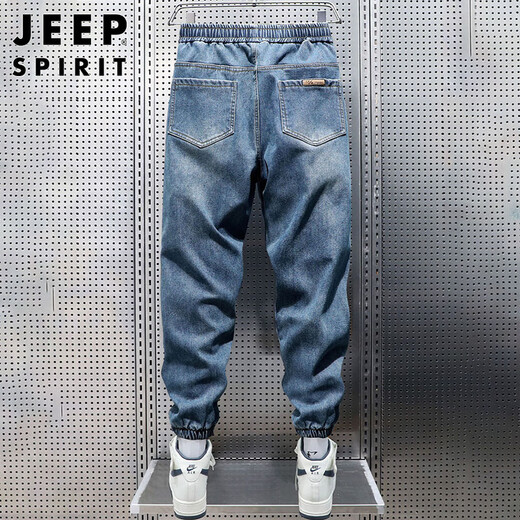 JEEP SPIRIT吉普牛仔裤男春夏季美式复古哈伦裤子男士束脚长裤 复古蓝 XL