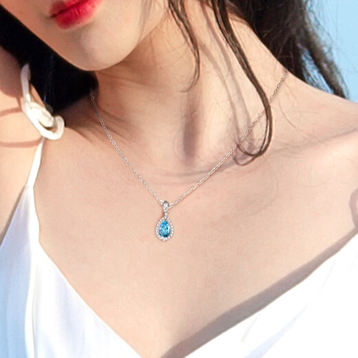 Haikai necklace women's topaz pendant gemstone necklace luxury jewelry Chinese Valentine's Day birthday gift for the elderly Swiss blue topaz necklace one thing one certificate