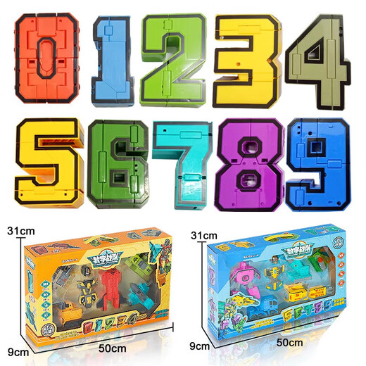 Guen Digital Deformation Toys Super Large Integrated Roboter Kinderjunge versammelte Bausteine ​​für 5-7 Jahre alte Kindergeburtstag [Nummer 0/6-9] Integrated Qingang