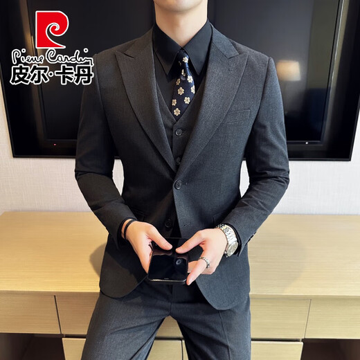 Pierre Cardin (Pierre Cardin) double-breasted suit men's suit business professional formal wear groom wedding dress men's high-end casual suit suit XZ338 black double-breasted single-piece suit 2XL (140-155Jin Jin equals 0.5 kg)