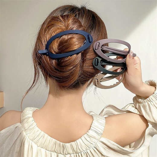 SAHANE Zuoyu versatile large one-word buckle hairpin women's back head hairpin simple solid color one-word buckle twist hairpin one-word clip purple gray