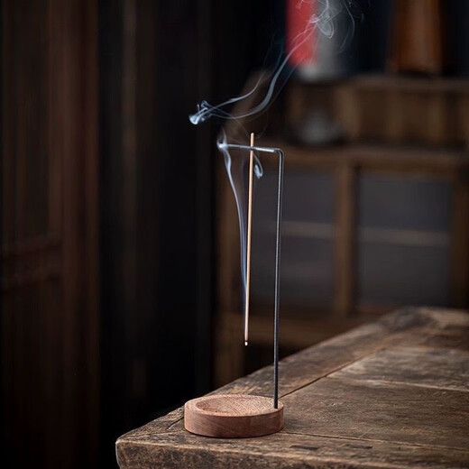 Solid wood base black iron high-end practical inverted wire incense burner Chinese style Chinese style incense burner width adjustable backflow separate incense burner No Specifications