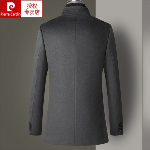 Pierre Cardin High-End-Kaschmir Zhongshan Anzug Herren eigener Wolljacke mittleren und jungen Menschen Herbst und Winter Hochzeit Wollanzug Dad Hochzeit Bankett Schwarz 170/m