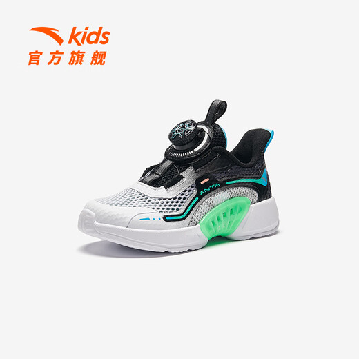 
Anta children's sneakers men's children's shoes 2024 spring and summer new knob button button net leather comfortable and fashionable casual shoes children's shoes [transparent net] white/black/blue 9904-1 28