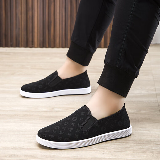 Old Beijing cloth shoes for men 2025 new thick-soled summer shoes casual Chinese style breathable slip-on anti-slip new printed military singles 42 (260mm)