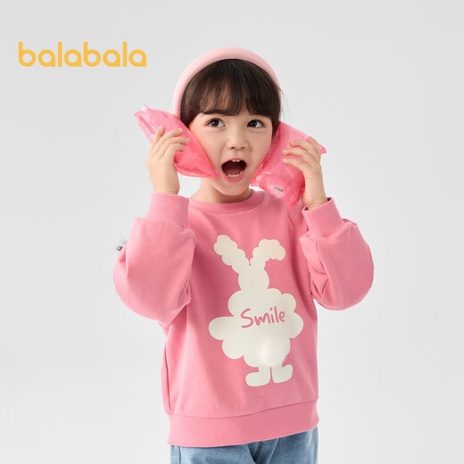 Balabala Sweinshirt Chicas 2024 Ropa de primavera y otoño Cartoon Rabbit Sweet Round Neck Top Lindo 208324121001