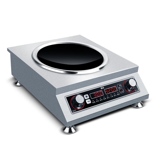Luopai kommerzieller konkavinduktionskocher 4200 Watt Hochleistungs 3500W Elektrisch Wok Küchenbatterie Herd Hot Fried Restaurant 4200W Konkave Induktionskocher + Schwarzer Eisen Wok + Suppentopf 4200W
