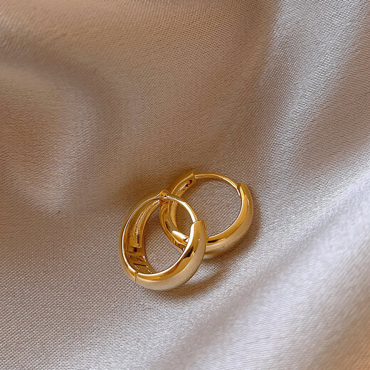 DL 1998 Fat Donglai same style 18k gold earrings hoop French plain hoop earrings for women light luxury 2025 new au750 gold earrings 18k gold French earrings