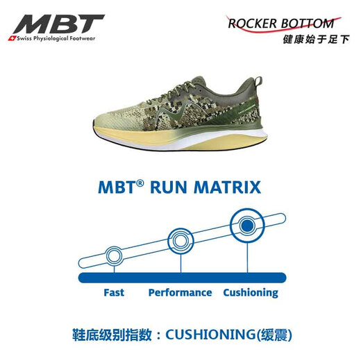 MBT Foot Health Schuhe Fußbogen Unterstützung Rennschuhe Männer dicker alleiniger Polsterung Marathon Hurricane Huracan3000ii 1342J Grün 44,5 (10,5)