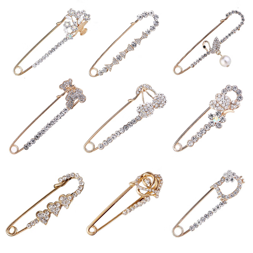 Qimeilian anti-exposure brooch women's sweater large pin waist artifact fixed clothing decorative corsage suit cardigan accessories LX-5044 champagne gold 40324045