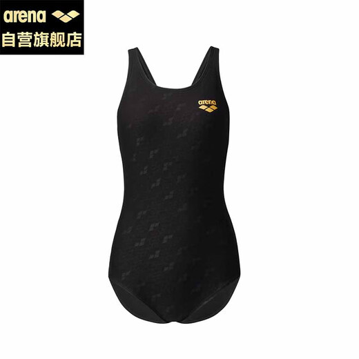 阿瑞娜连体无袖三角泳衣抗氯显瘦遮肚弹力舒适面料专业运动游泳衣黑
