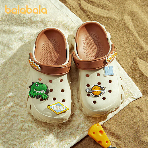 Balabala Dinosaur Children's Croc Shoes Baby Slippers Boys' Indoor Soft-soled Anti-Slip Sandals Slippers for Middle-aged and Older Boys Boys to Wear Summer