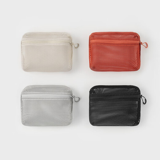 MUJI recycled polyester fiber three-dimensional mesh bag storage bag home travel toiletry bag beige/S/length 16*width 11*height 5cm