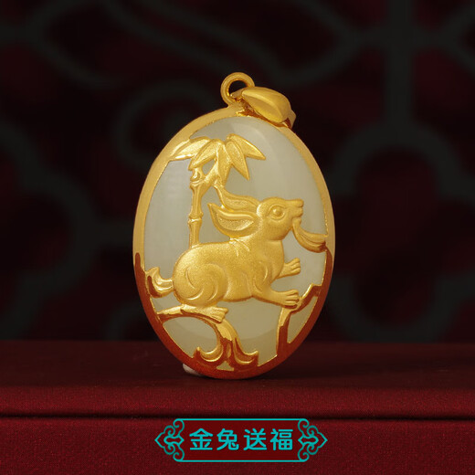 Haikai Gold Necklace Women's Gold Inlaid Jade Pendant Year of the Dragon Necklace Hetian Jade Valentine's Day Birthday Gift for Wife Twelve Zodiac Signs 999 Gold Inlaid Jade Necklace/Snake