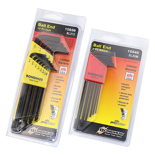 Bondhus Bondhus Metric Imperial Ball Head Sechskantschlüssel Set Flat Hex Sechseck Schlüsselschraubendreher 10999 12137 Flatkopf 0,05-3/8'13 Stück Set Set