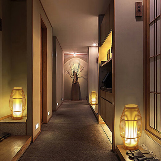 Miaopule Light Luxus Japanische Stehlampe Chinesische Zen Zen Bambus Wohnzimmer Schlafzimmer Arbeitszimmer Dekoration B&B Einfache Retro Nachttischlampe Große Stehlampe 30*83