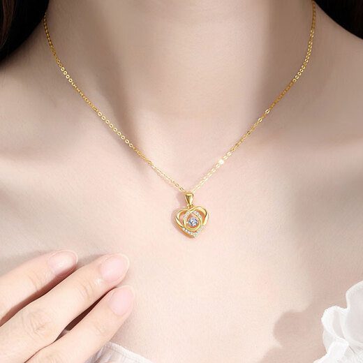 Ji Ge Necklace Women's 2024 New Color Gold Pendant 18k Necklace Light Luxury Niche Clavicle Chain Valentine's Day Gift Core Moves a Lifetime