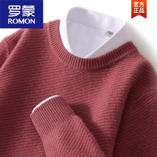 Новый осенне-зимний мужской шерстяной свитер ROMON с круглым вырезом, однотонный деловой свитер, свободный повседневный утепленный шерстяной вязаный свитер горчично-желтого цвета S