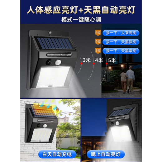 Yuduo Solar-Sprachsteuerungsleuchte für den Innenhof, Außenleuchte, Hof, Erkennung des menschlichen Körpers, Heimbeleuchtung, Sprachsteuerung für den Außenbereich, 40 W-H, Radarerkennung des menschlichen Körpers + hochhelle LED