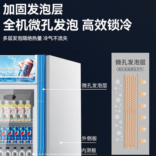荣事达（Royalstar）展示柜冷藏柜大容量商用饮料柜啤酒超市商超保鲜立式冷藏柜直冷风冷玻璃门陈列柜冰柜展示柜 【728升】双门下机白色【直冷】