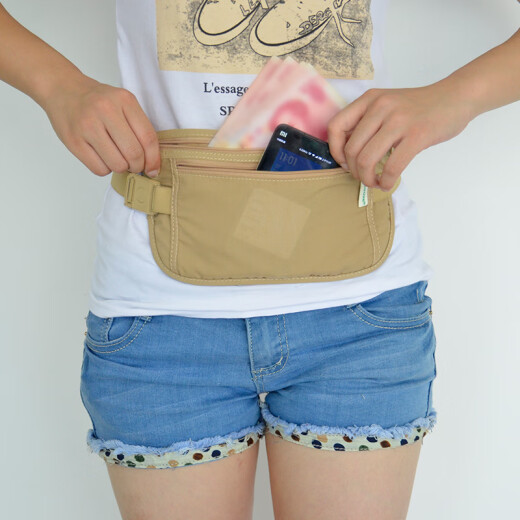 Bolsa de cintura íntima de Wellhouse, bolsa de certificado antirrobo para hombres y mujeres viajando al extranjero, facturas portátiles y almacenamiento de teléfonos móviles, color de albaricoque L estilo