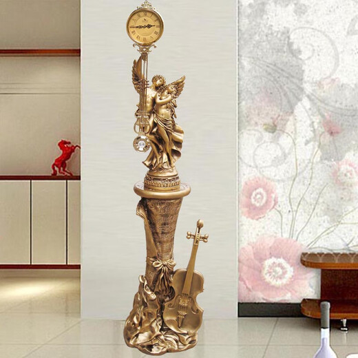 European floor clock living room vertical clock fashion creative floor ornament decoration simple pendulum clock ivory white 109+838 gold