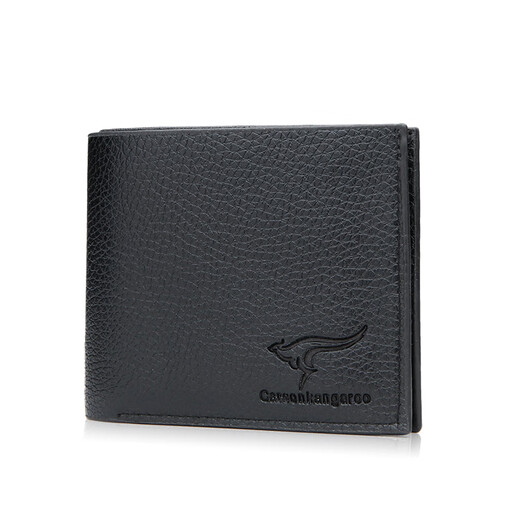 Fashionable Casual Men's Wallet 2024 Summer New Simple Kangaroo Short Wallet Business Folding Coin Purse Men Black