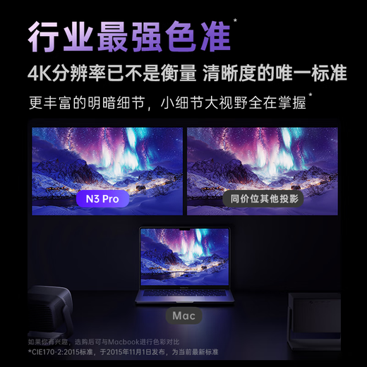 JMGO Projection (JMGO) N3 Pro pure three-color laser zoom projection 3000lm + 1.9 meters for 100-inch large screen 4K ultra-high-definition pan-tilt projector home theater 20% national subsidy