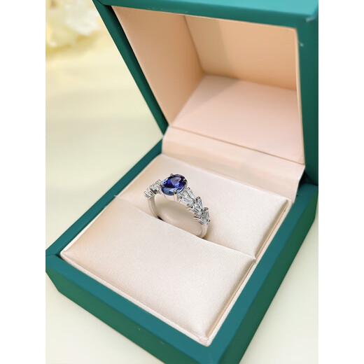 Fat Donglai quality tanzanite ring fashionable 925 silver denier tanzanite blue inlaid with imported technology high carbon diamond essence tanzanite blue ring US size 5