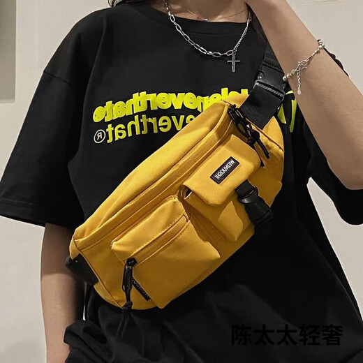 GPHF Japanese breast bag men's small bag Japanese versatile casual trendy brand crossbody bag waterproof shoulder bag student sports waist bag trendy black 689
