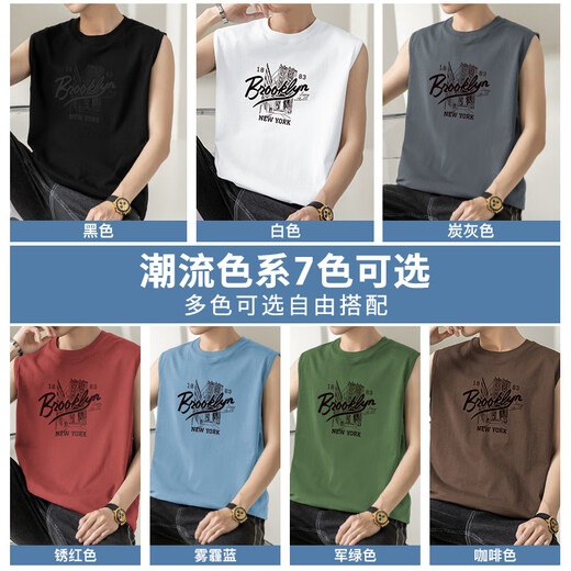 浅侈纯棉背心男士夏季美式运动坎肩篮球跨栏健身外穿打底无袖t恤宽松 M18-T672军绿色 XL