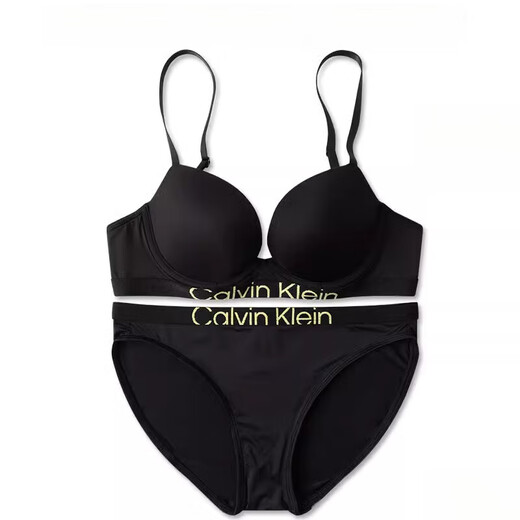 Calvin Klein Bra Unterwäsche BH glänzend seidig, schnell trocken bequemer Stoff sexy ober dünner dicker Boden QF6996ad Schwarzer Bra 80B 36B