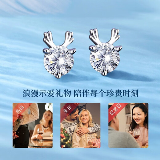 Chinese Gold One Week Silver Earrings Women's Earrings Set Silver Earrings Light Luxury Wedding Anniversary Gift for Wife and Girlfriend Birthday Star and Moon One Week Earrings-Valentine's Day Flower Box-Jingsuda