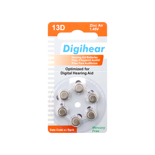 西万博原装助听器电池锌空气A13钮扣电子A10A312A675至力长声 DIGihear10【1板6颗】