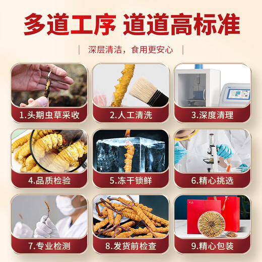 
Tongfu Cordyceps sinensis 3 roots/g 100g About 300 roots gift boxes, nourishing nutritional supplements, gifts for elders