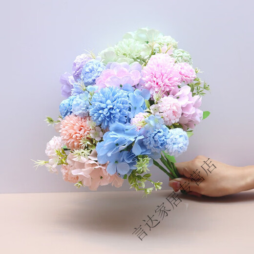 北欧仿真花束婚庆摆件客厅卧室仿真花插花装饰ins假花婚礼 【1束装】手捧绣球花香槟色