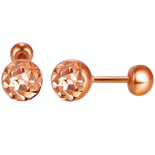 Fat Donglai's same style ear bone nail 18k gold color gold rose gold gold flower double ball ball screw ear bone ear single 4mm double ball screw ear nail/rose gold