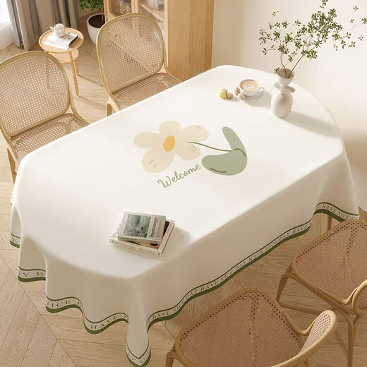 Caidi Ling oval tablecloth waterproof, oil-proof, anti-scalding, no-wash pvc tablecloth, coffee table cloth, imitation fabric tablecloth, table mat, universal yarn cloth - Pastoral Time 100*160cm
