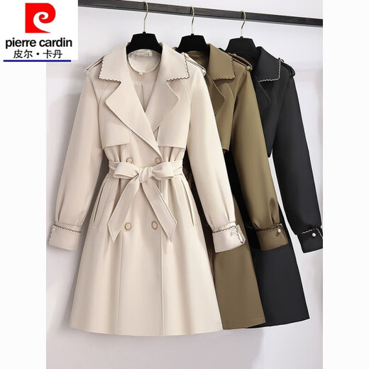 皮尔卡丹（pierre cardin）23年新款风衣外套女春秋中长款年新款今年流行的感秋季米白色 0704#杏色西装外套  L 建议【100-115斤】
