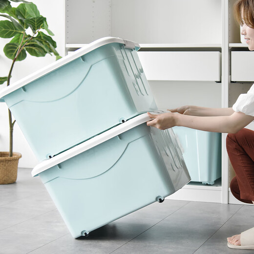Tieji Organizing Box Storage Box Debris Organizing Box Storage Box Moving Packaging Box Plastic Box Large 60L 3 Pack