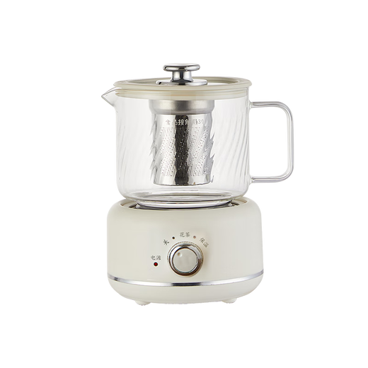Health Companion Twill Mini Health Cup Multifunctional Electric Stew Cup Health Kettle Electric Cup Glass Cup Strip Decoction Cup Milky White 0.6L With Tea Leaking Style