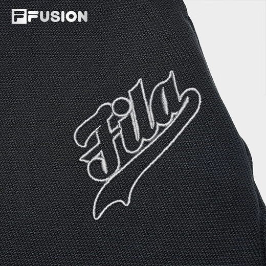 FILAFUSION trendy brand knitted trousers for men, winter loose cotton cuffed sweatpants, dark black-BK L 175/84A