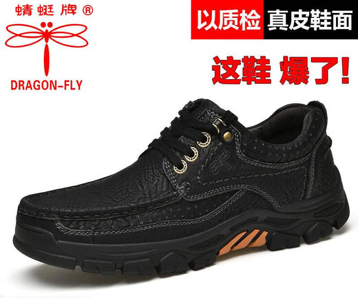 红蜻蜓牌男鞋新款男士真皮户外休闲大头皮鞋软底牛皮工装鞋徒步鞋子 棕色6198 39