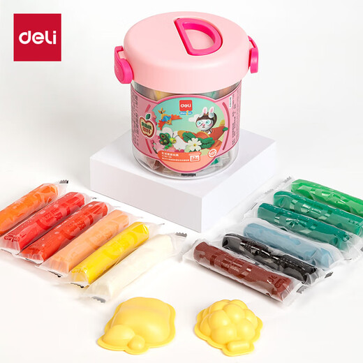 得力(deli)12色食品级彩泥 学生橡皮泥玩具超轻粘土美术手工DIY黏土儿童文具生日开学毕业礼物粉色