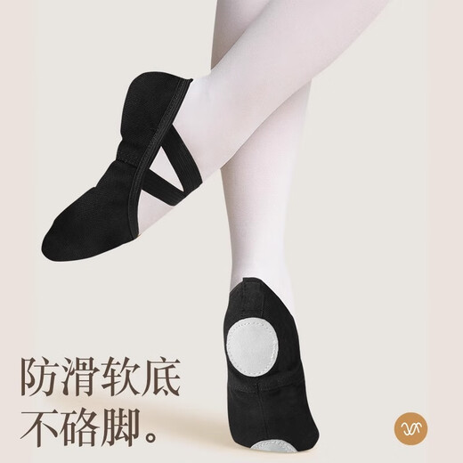 ZHIYOUBAN成人舞蹈鞋芭蕾舞专业练功女软底免系带儿童跳舞男黑色形体猫爪鞋