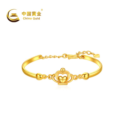 
China Gold (CHINA GOLD) Gold Bracelet Women's Foot Gold Bracelet Heart Shaped Bracelet Chinese Valentine's Day Gift to Girlfriend and Wife Foot Gold Bracelet About 4.8g [Rose Gift Box]