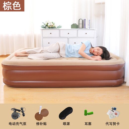 Langxuxing inflatable mattress hard inflatable mattress nap 1.5 double simple air mattress bed household floor folding 1.2 single brown single (high mattress) 190*100*43cm Others