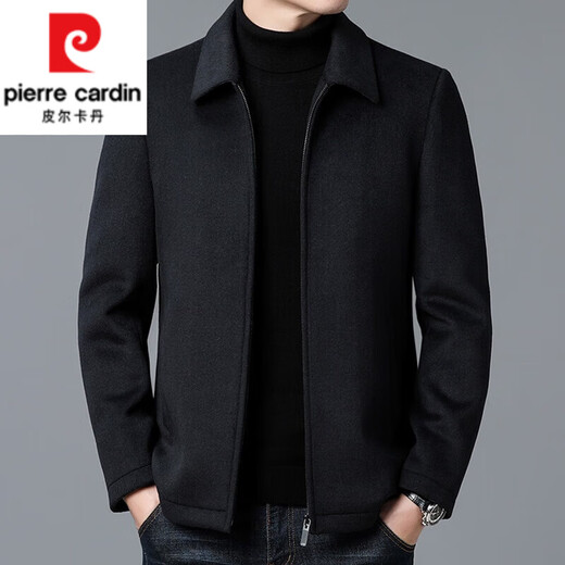 皮尔卡丹（pierre cardin）高档羊毛毛呢大衣男短款秋冬季装外套加厚翻领中年男士呢子夹克 99802款灰色 175/L