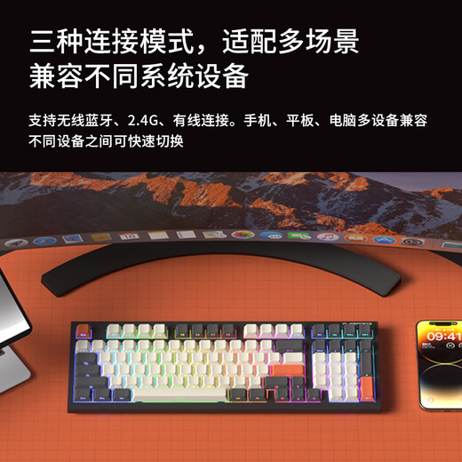 Belly Spirit FL980V2Pro Wired/Bluetooth/2.4G Three-Mode Customized Mechanical Keyboard Gasket Structure Positive Engraving Side Engraving Keycap Hot-swap Bluetooth Keyboard Wireless Keyboard FL980V2Pro LS Version - Large Carbon Side Engraving BOX Marshmallow Shaft (Polar Fox Shaft Hand Feel)