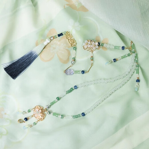 Yunshun New Chinese Style Yingluo Long Back Cloud Necklace Ancient Style Hanfu Horse Face Skirt Accessories Ming Tassel Pendant Pendant Yu Lou Ge + Back Cloud